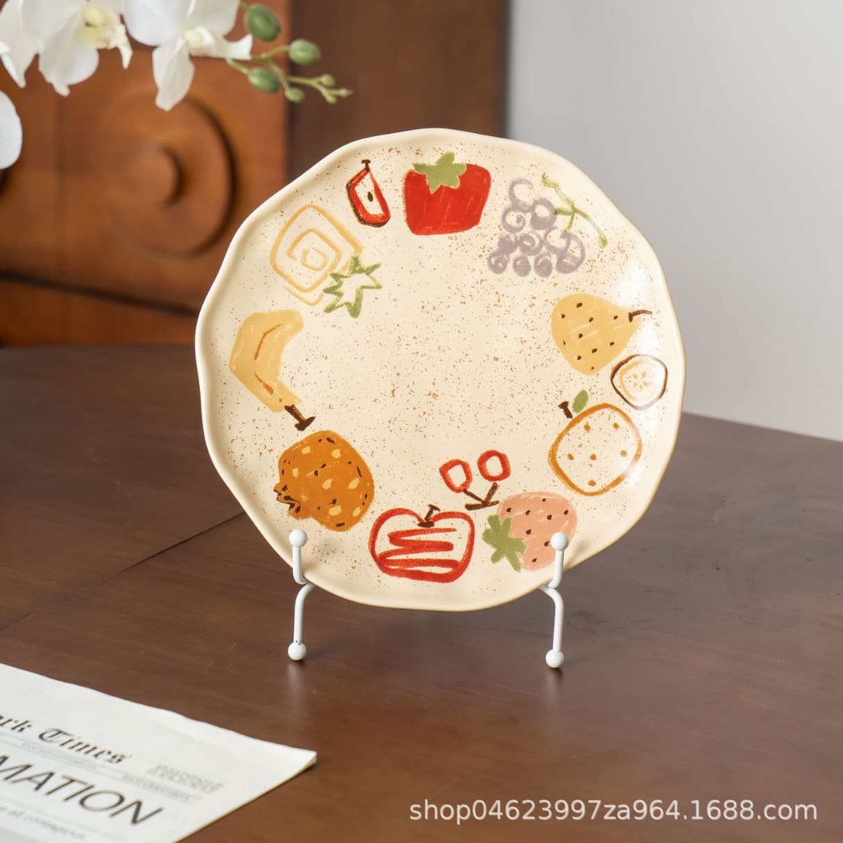 Creative Graffiti Dinnerware Ceramic Plate Rice Bowl Retro High-Footed Mug Creative Office Water Cup