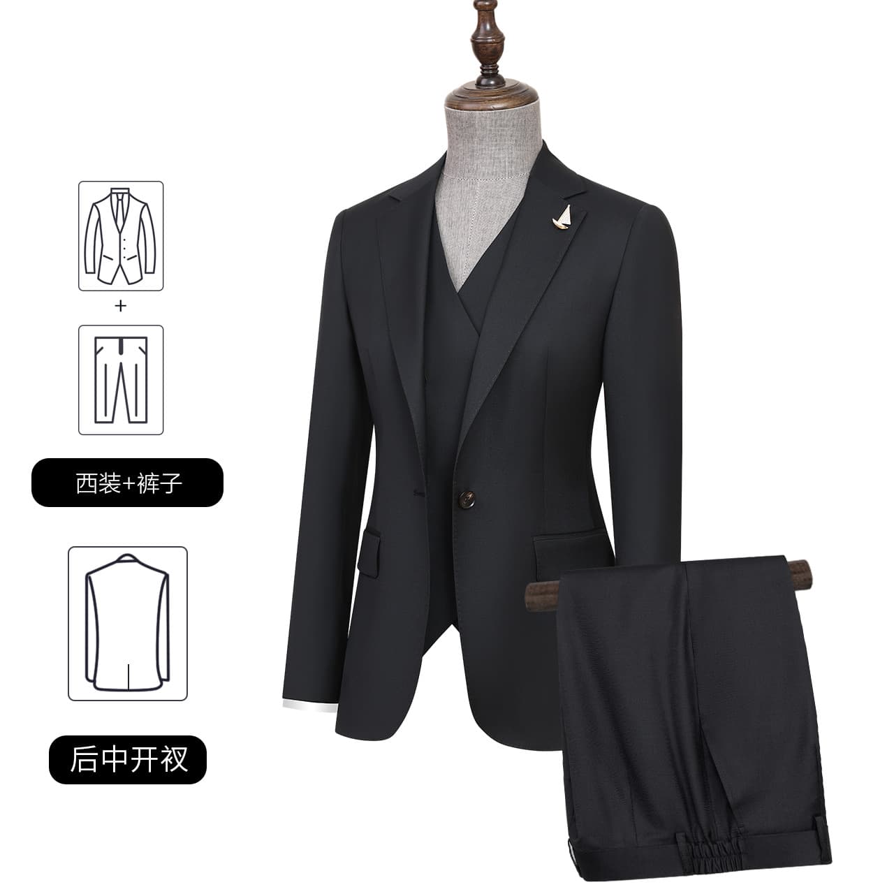 Women's Wool Suit Set, Machine Washable, Premium Business Blazer with Wide-Leg Trousers, Professional Formal Wear