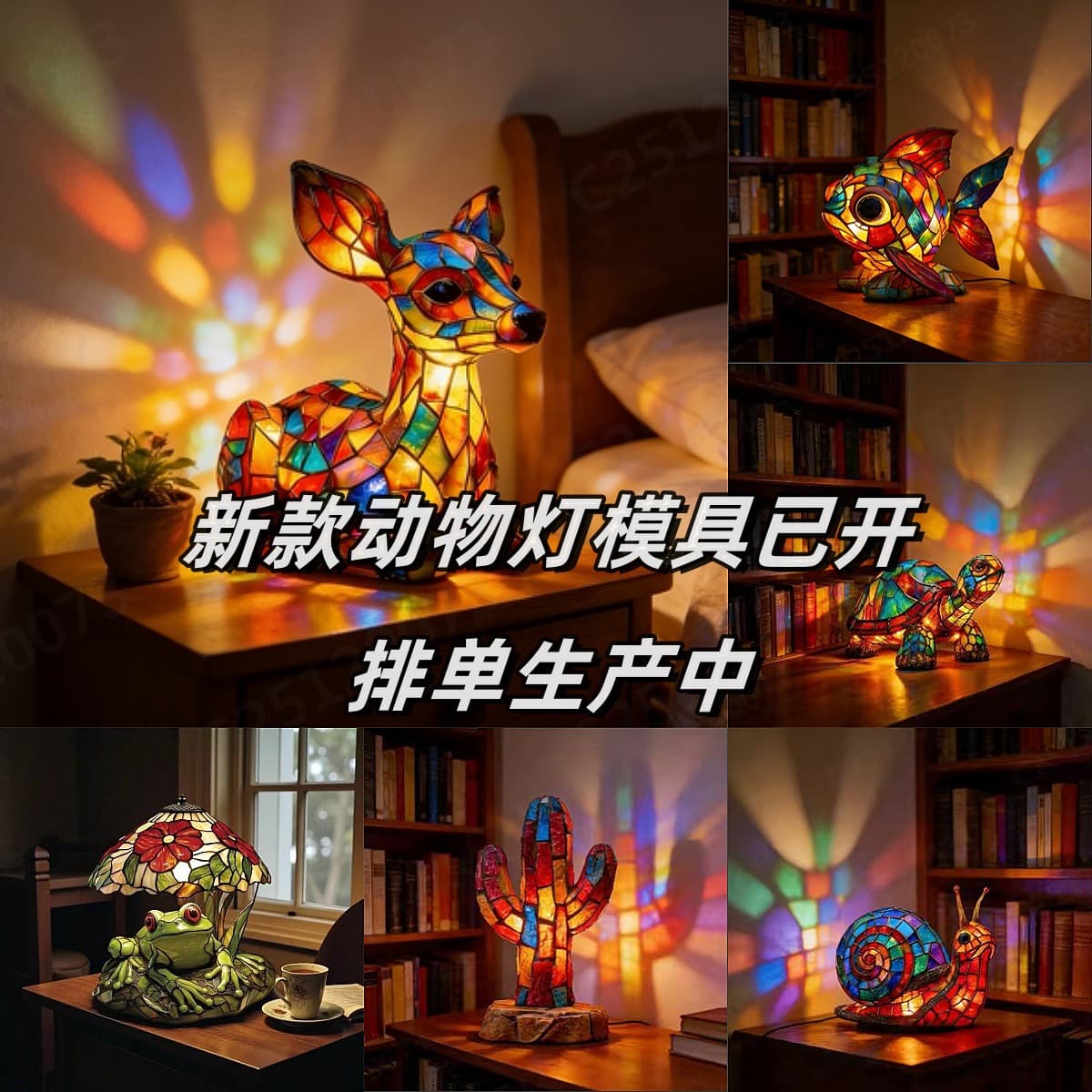 Cross-border new animal resin lamp Deer, turtle, fish, cactus shape LED night light creative home decoration ornaments