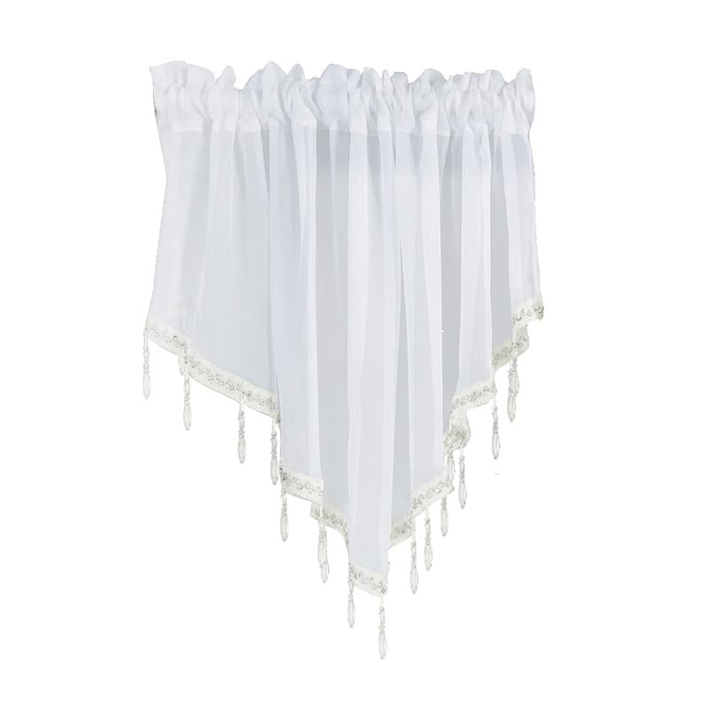Cross-border TEMU Short Curtain Valance Solid Color Triangular Gauze Curtain Window Sheer Kitchen Curtain Small Curtain Coffee Curtain Wholesale Stock