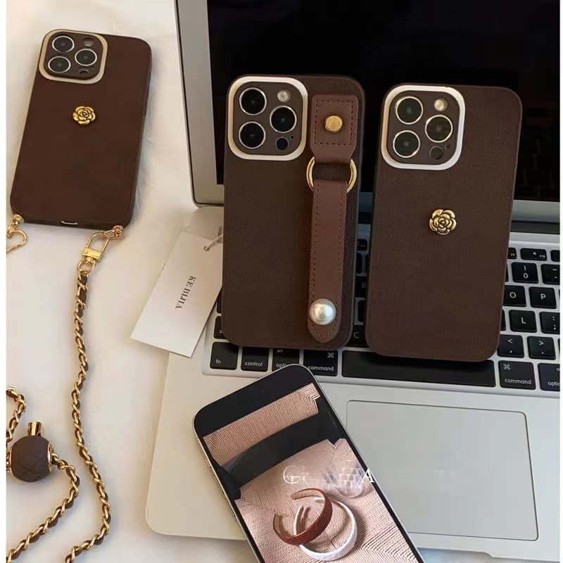 INS Premium 3D Camellia Flower Phone Case Compatible with iPhone 16 Crossbody 15/16 Pro Max iPhone 13 Women