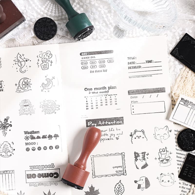 Wooden Handle Rubber Stamp DIY Scrapbooking Stamp Wood Material Stamp Business Gifts Promotional Items Southeast Asia Europe