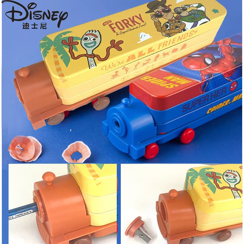Disney Metal Pencil Case Train Shape Double-Layer Multifunctional Pencil Box Kindergarten Elementary School Student Cartoon Stationery Case