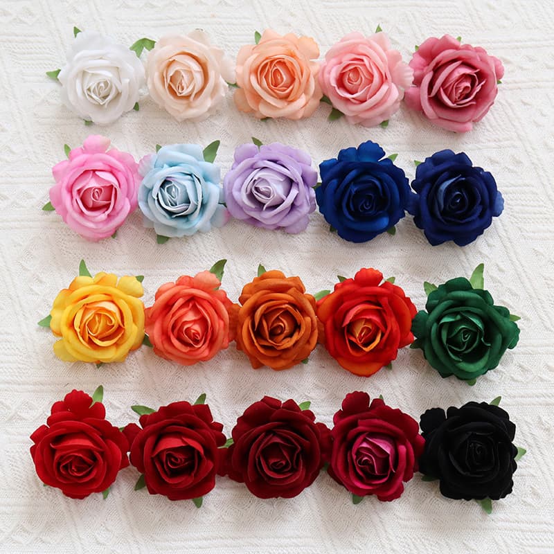 6cm High-Quality Velvet Rose Artificial Rose Head DIY Corsage Wrist Corsage Hat Decoration Flower Garment Matching Flower