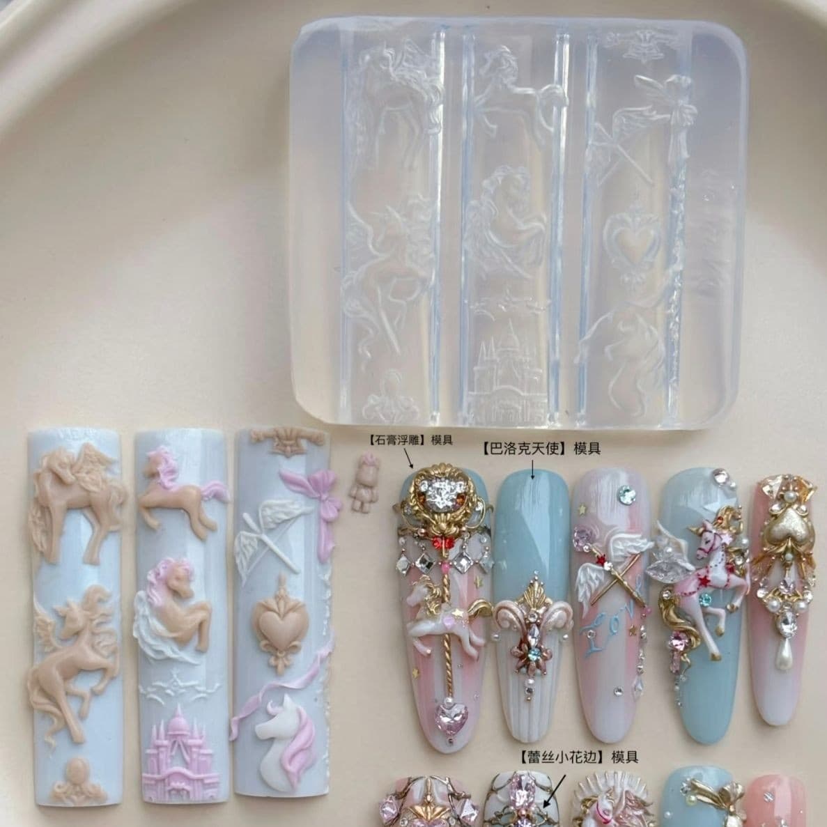 Mabao New Product Mabao Nail Art Mold High Transparency Silicone Nail Decoration Mold 3D Relief DIY Resin Mold