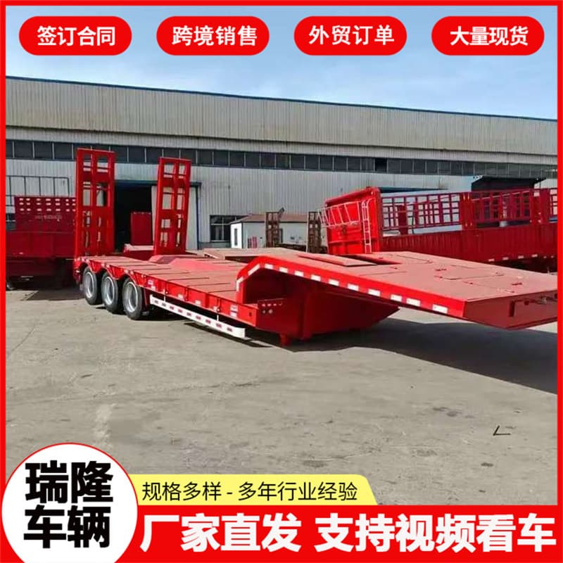 Foreign trade export low-bed trailer, heavy machinery transport special vehicle, cross-border transport equipment semi-trailer