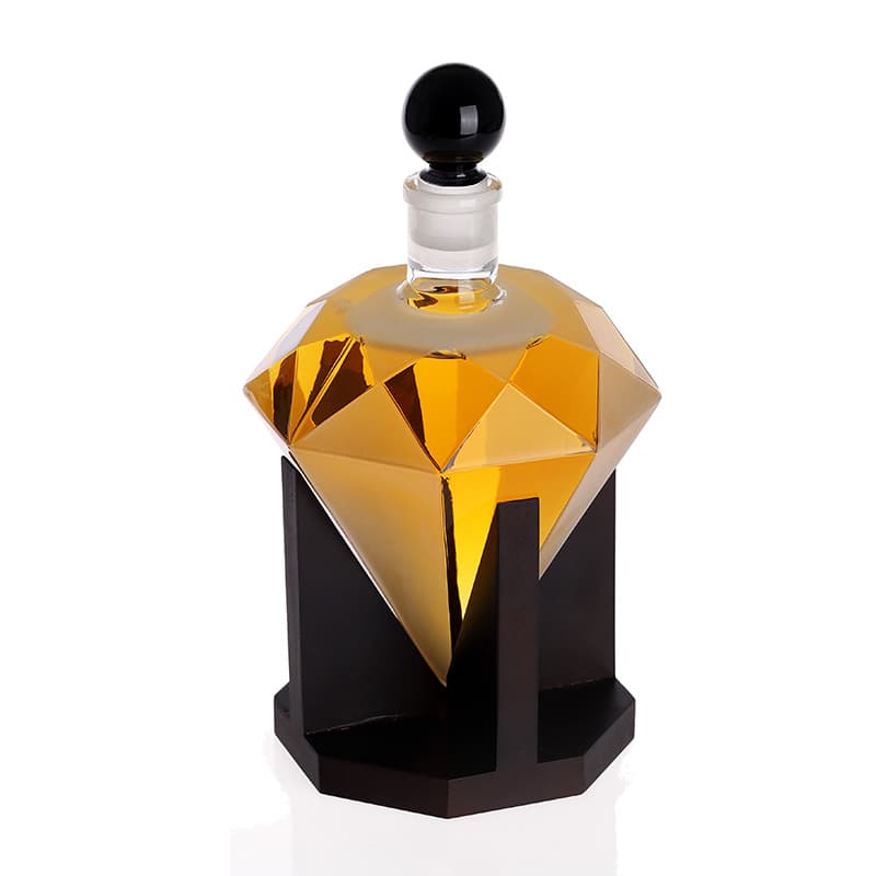 Diamond-Shaped Borosilicate Glass Decanter Craft Wine Bottle Whiskey Red Wine Carafe with Lid Lead-Free for Home