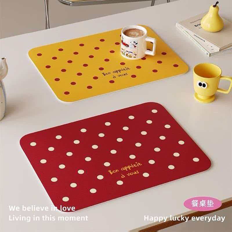 Cross-border Hot Selling Korean Polka Dot Kitchen Table Drain Mat Diatom Mud Bathroom Sink Anti-slip Mat
