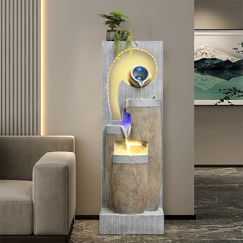 Modern feng shui wheel circulating water fountain floor-standing wealth-generating office entrance hall landscaping decoration living room flowing water ornaments