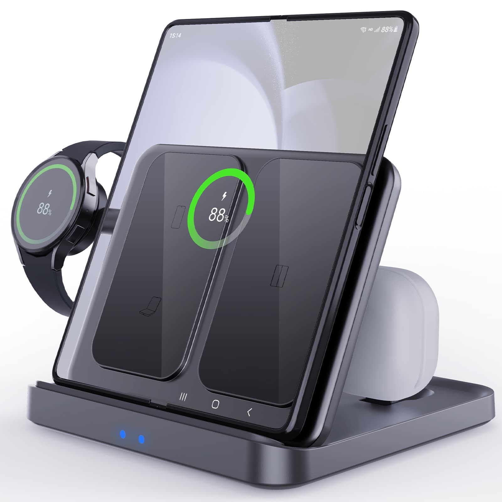 Kc Certified F16 Three-in-one Wireless Charging Pad For Galaxy Z Fold Earphones Smart Watches