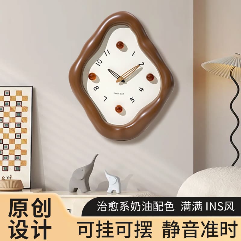 Cream Style Living Room TV Background Wall Clock, Restaurant Painting Clock, New Decorative Wall Clock, Premium Wall Clock