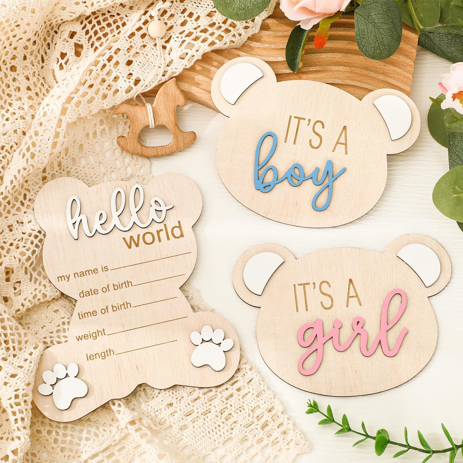 Cross-border wooden baby bulletin board milestone wooden gender reveal sign baby birth commemorative wooden sign props