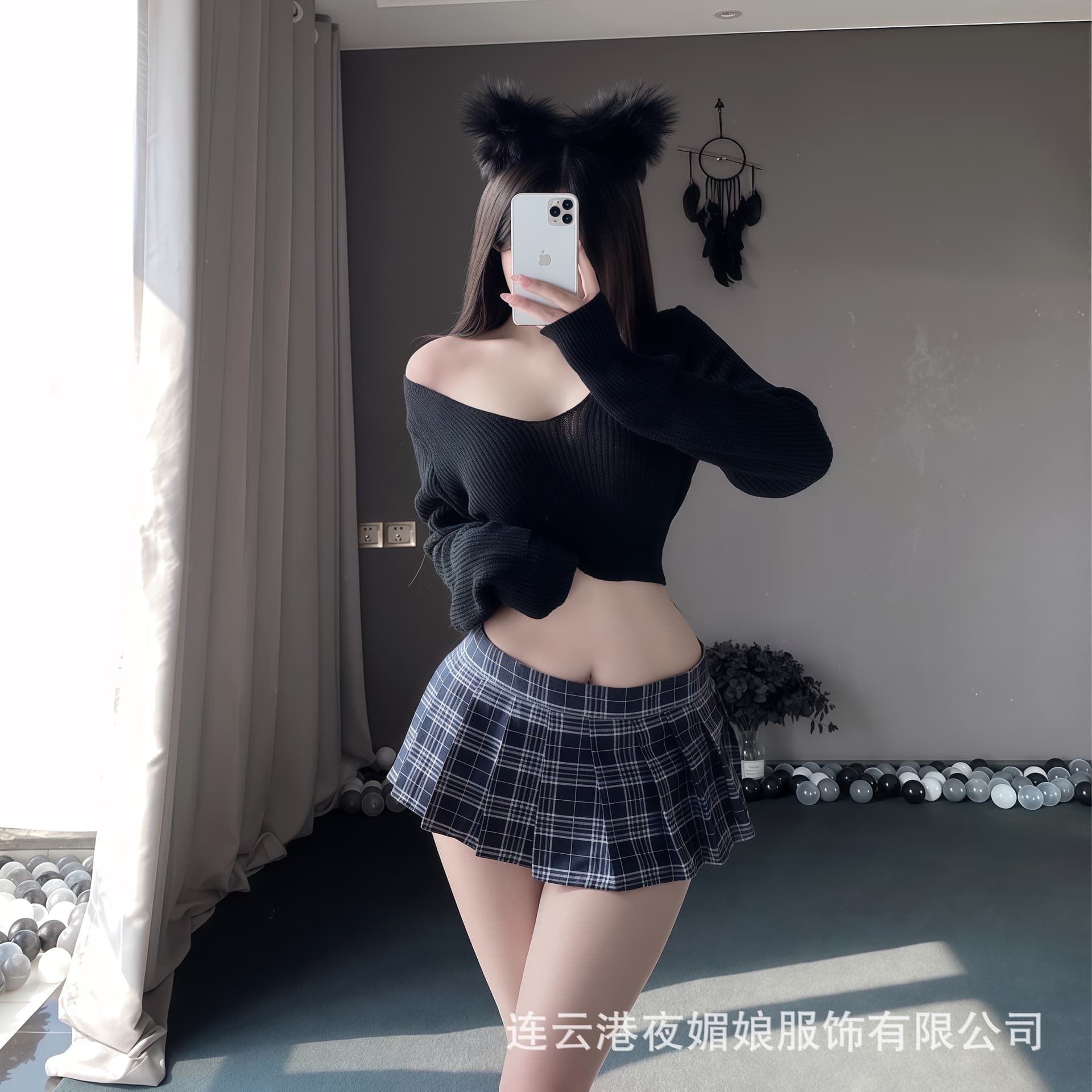 Sexy Lingerie Cute School JK Mini Pleated Skirt Sweater Uniform Transparent Temptation Passion Set for Women