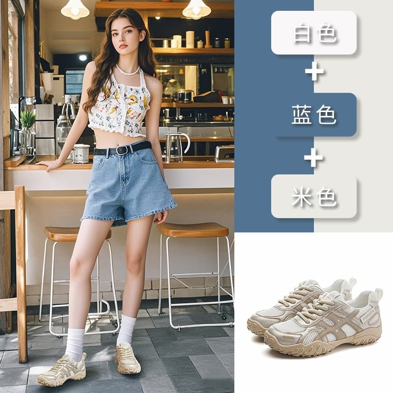 Thick-soled Breathable 2026 Women's Shoes Summer Dad Shoes Women's Forrest Gump Shoes Women's Mesh Sports Shoes Ethnic Style Casual Summer