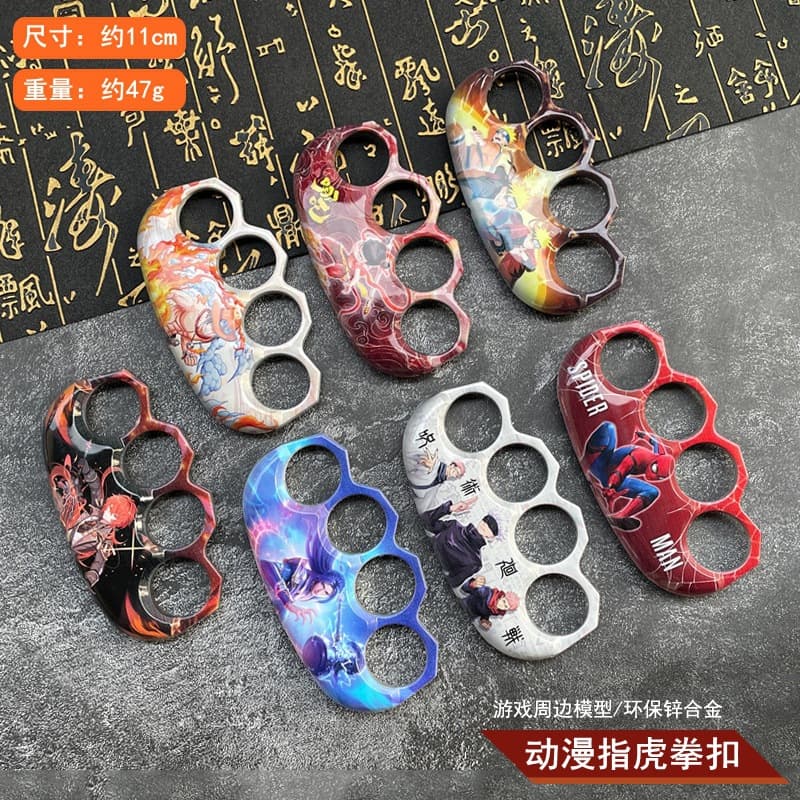Cartoon finger tiger fist buckle children's self-defense weapon model alloy metal four-finger portable small boy finger grabbing toy