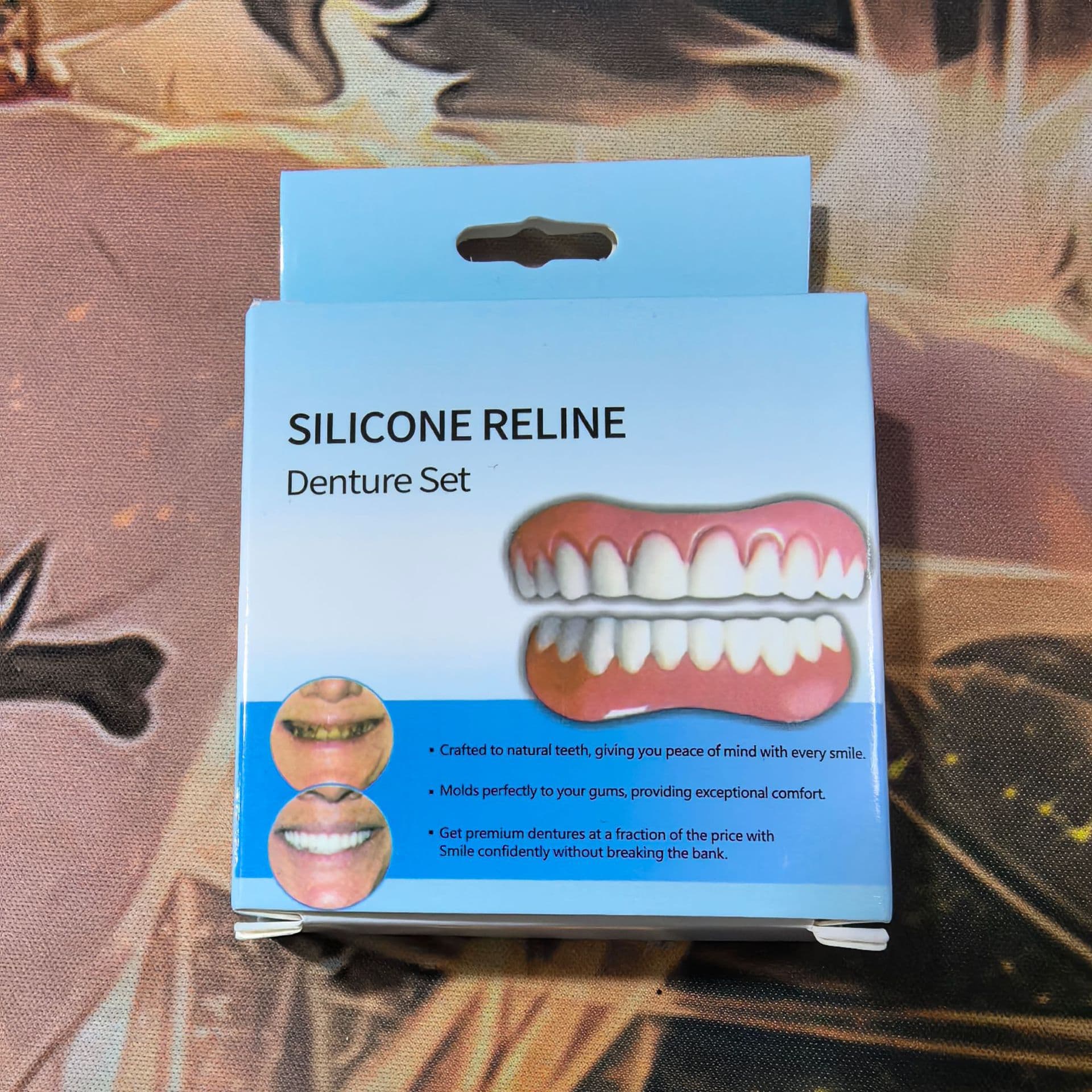 Silicone Simulation Temporary False Teeth Whitening Smile Trays, Adjustable Upper and Lower Teeth for Whitening