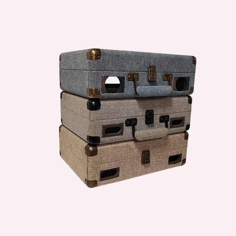 Custom Various Hardware Accessories Portable Retro Vinyl CD Player Phonograph MDF Leather-Covered Shell Box