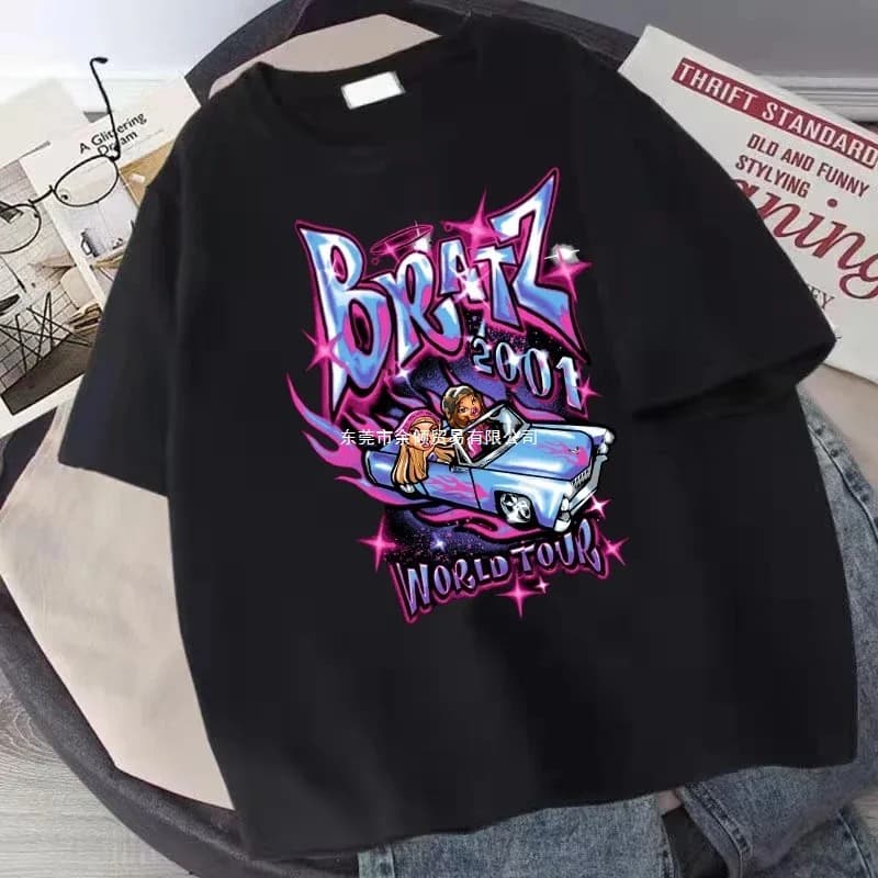 Bratz Women's T-Shirt Funny Harajuku Cartoon Graphic T-Shirt Y2K Fashion Casual O-Neck T-Shirt Summer Short Sleeve