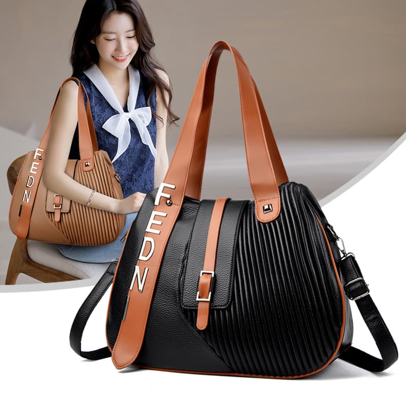 Cross-Border Women's Versatile Tote Bag 2025 New Simple Pleated Women's Shoulder Bag Crossbody Bag for Women