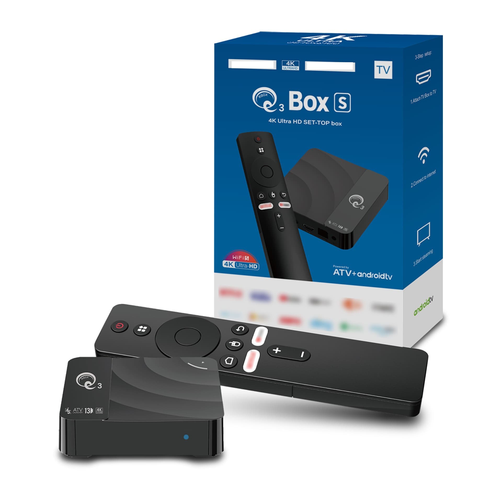 Q3 Android TV Box, Dual WiFi, Android 14, Home Use, Export TV Box, Allwinner H313