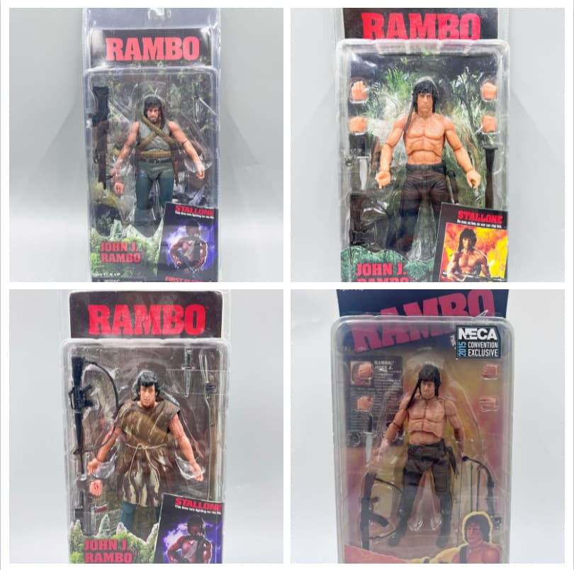NECA Movie First Blood Rambo Battle Version Survival Version Sylvester Stallone 7-inch Action Figure Model