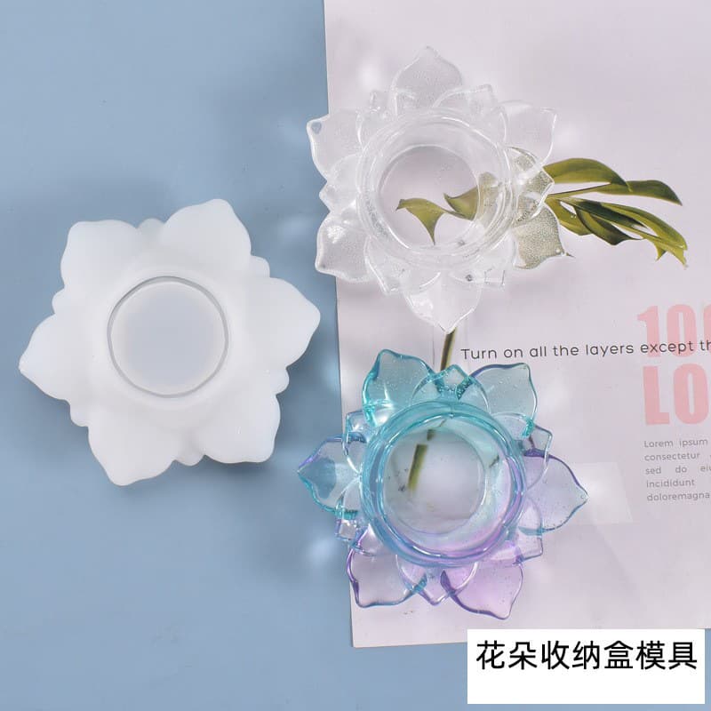 Epoxy Resin Lotus Mold, Flower Storage Box, Lotus Candle Holder Mold, Succulent Planter, Plaster Concrete Silicone Mold
