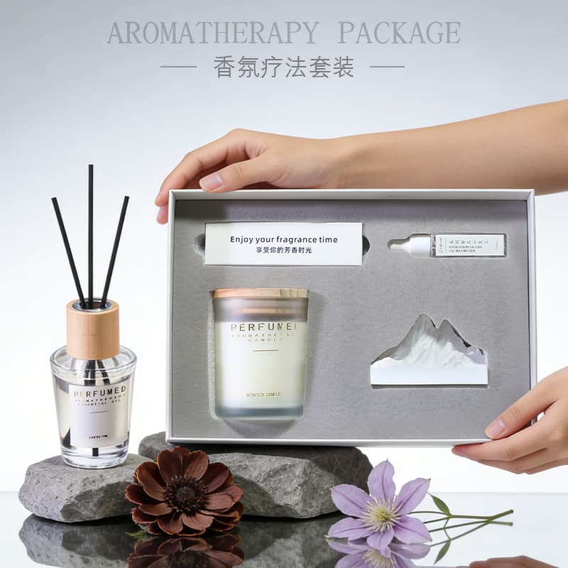 Factory Custom Aroma Stone Aromatherapy Gift Box Matte Scented Candle Decoration Set Bedroom Light Luxury Fragrance Souvenir