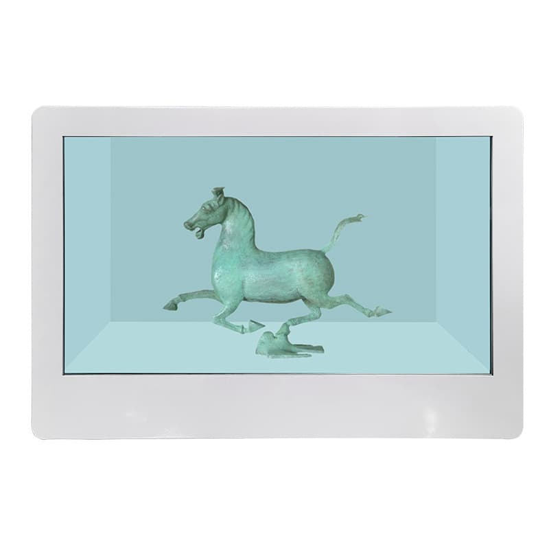 Customized transparent screen storage cabinet/figure cabinet with 32-inch LCD screen, interactive virtual and real display, multi-screen simultaneous display.