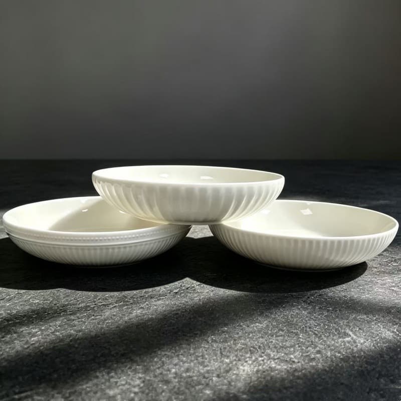 Minimalist Embossed Ceramic Plate Pasta Plate Deep Plate Dessert Plate Home Ceramic Tableware Pure White Plate Serving Plate Fruit Plate