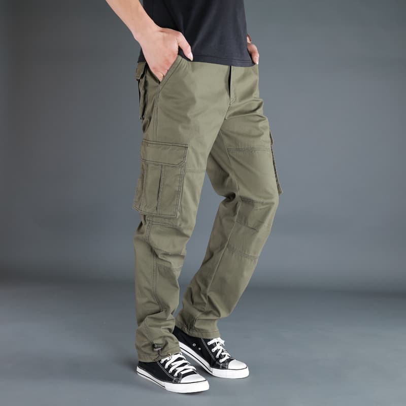 New pure cotton casual pants men's loose straight multi-pocket overalls men's trousers four-season outdoor sports pants