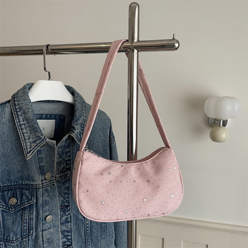 New Nylon Burned Flower Star Underarm Bag Cloth Bag Simple Lightweight Summer Small Bag Handbag Cross-border Cheap Cloth Bag