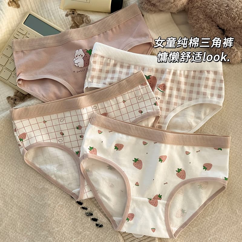 Children's underwear girls pure cotton summer comfortable cross-border cute cartoon triangle panties breathable medium/large kids underpants