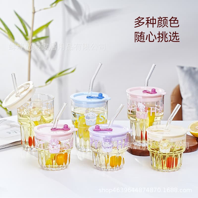 New Cute Cartoon Stacking Cup, Printed Glass Cup, Milk Cup, Office Coffee Cup, Simple ISN Style Cup