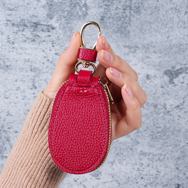 Mini Key Pouch for Men and Women PU Leather Zipper Storage Bag Car Keychain Protective Cover Portable Simple Pendant Bag