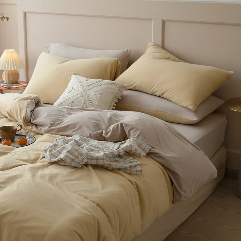 Class A Baby-Safe Knitted Cotton 4-Piece Set, Bare-Sleep Pure Cotton Jersey Cotton Full Cotton Duvet Cover, Fitted Sheet, Bedding Set