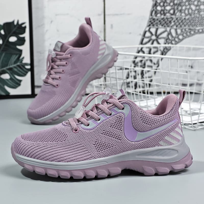 Spring Lightweight Travel Walking Shoes for Seniors, Soft Sole Anti-Slip Knitted Sports Shoes for Middle-Aged Women and Men