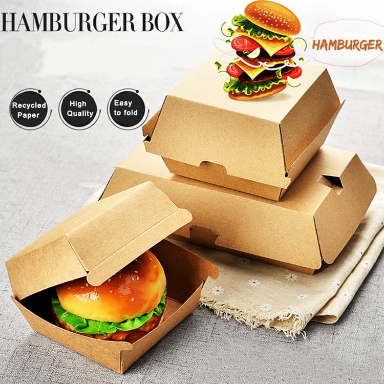 Factory Direct Corrugated Paper Burger Box Takeout Box Snack Chicken Nugget Box Fries Hot Dog Food Kraft Paper Packaging Box