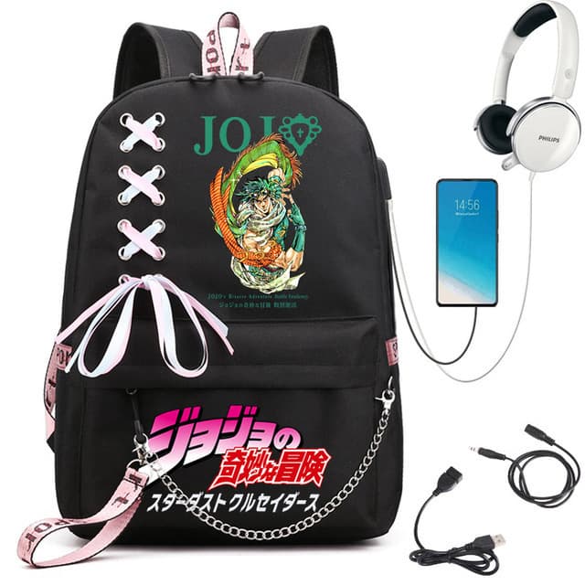 Cross-border JOJO's Bizarre Adventure USB Backpack Student School Bag Casual Simple Travel Bag Large Capacity Computer Bag
