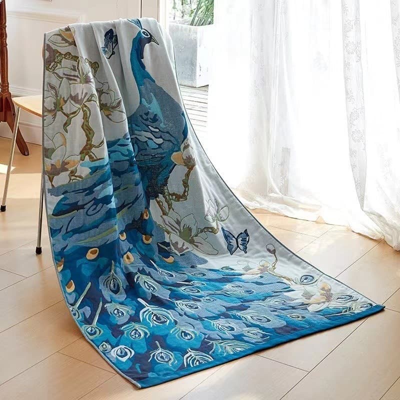Pure cotton multi-layer gauze multifunctional bath towel sofa towel cover blanket lunch break blanket large bath towel soft beach