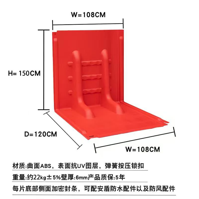 New anti-typhoon mobile detachable L-shaped flood panels for underground garages and streets, emergency flood response