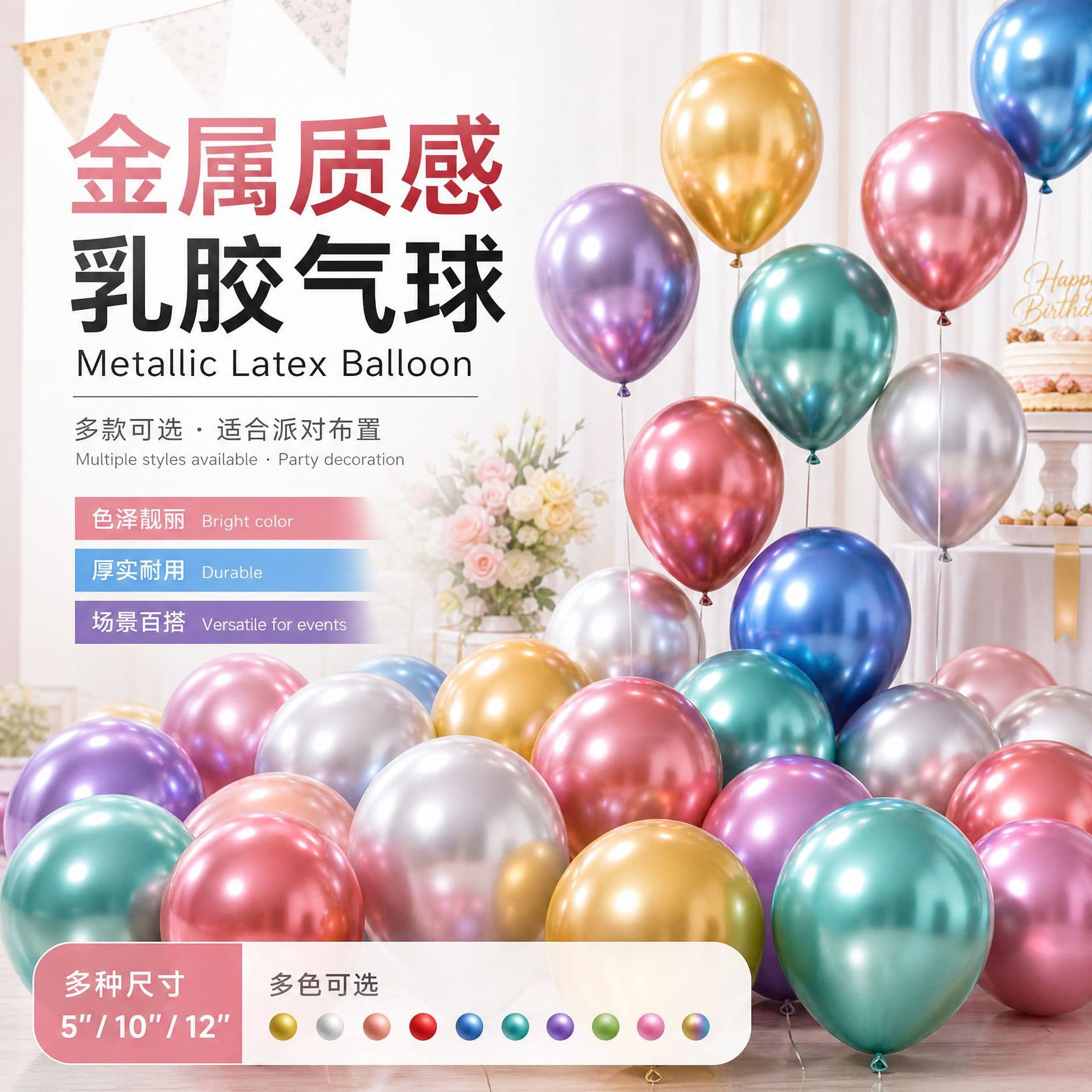 Metallic Latex Balloons High Quality Birthday Wedding Anniversary Baby Shower Party Decoration Christmas New Year Decor Props