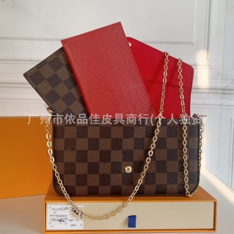 European and American Fashion Women's Bag Donkey Home Old Flower Three-in-One Chain Bag Genuine Leather Handheld Envelope Bag Shoulder Crossbody Mahjong Bag