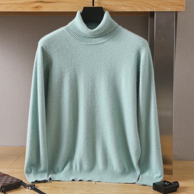 Autumn Winter New Men's High Neck Loose Solid Color Pullover Mink Sweater Base Knitwear Top Cross Border Wholesale