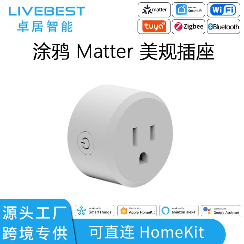 Matter Smart Plug Tuya WiFi US Standard Power Strip Remote Control Smart Outlet