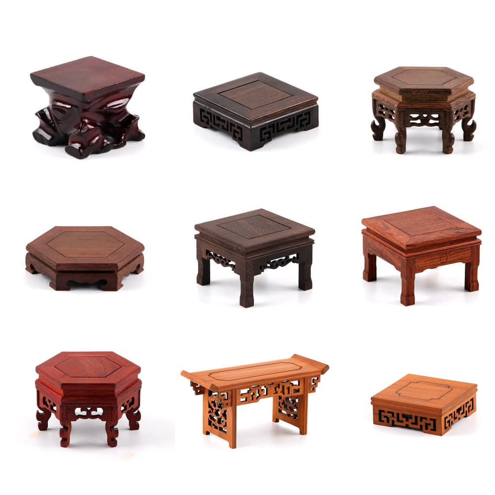 Solid wood pot holder base tea set stand teapot stand pot holder tea ceremony ornaments solid wood vase stone flower bonsai Buddha statue