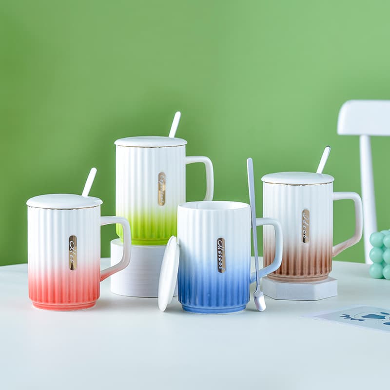 Colorful Ceramic Mug Nordic Water Cup Gold Rim Mug Creative Gift Cup Breakfast Cup Milk Cup Advertising Cup Logo