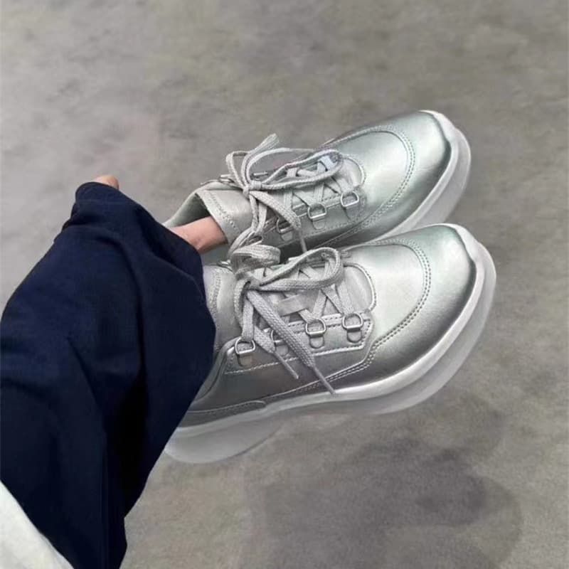 Platform Lace-Up Shoes for Petite Women, 2025 Spring New Style, European and American Street Style, Versatile and Unique Platform Shoes
