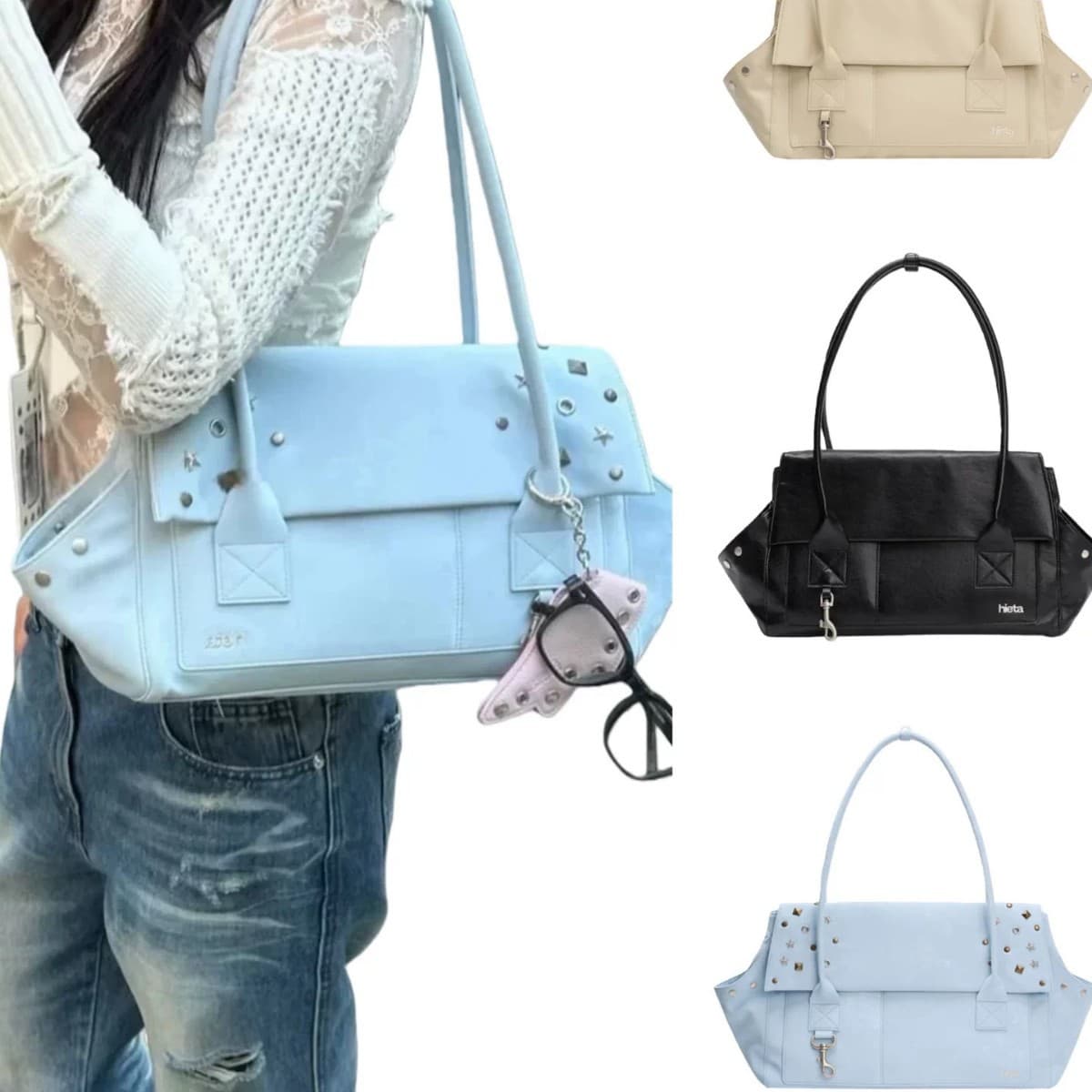 Retro Textured Niche Underarm Bag for Women 2026 New Rivet Small Square Bag Chain Shoulder Crossbody Bag Wing Bag
