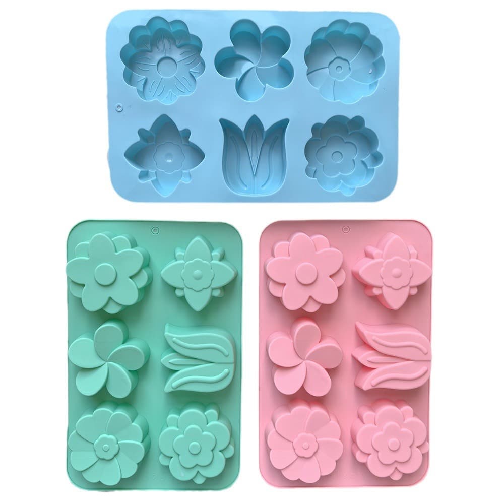 6-Cavity 6-Style Tulip 345 Chocolate Mold Food-Grade Baking Supplies DIY Cookie Mold Cake Silicone Mold
