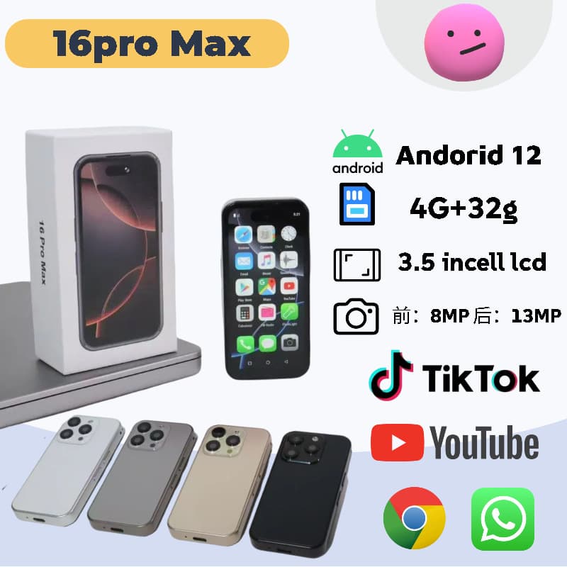 Cross-border Mini i16 Pro Max Android Smartphone 3.5-inch Dual SIM Ultra-thin Compact Backup Phone